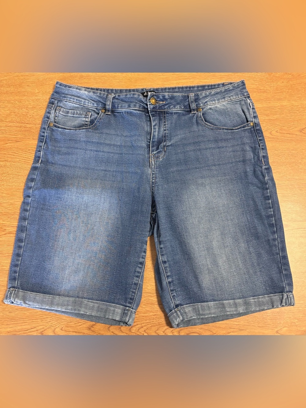 d. jeans Blue Denim Bermuda Shorts Size 14